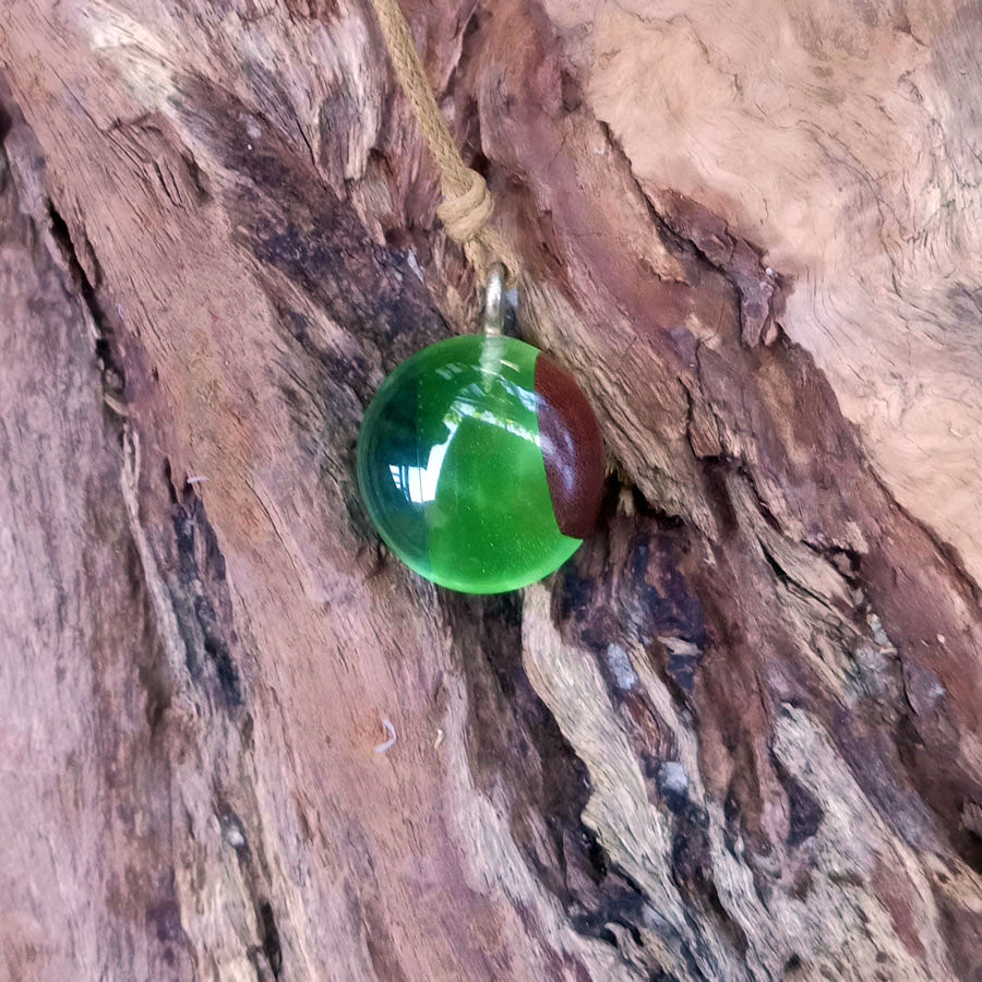 Driftwood with green resin