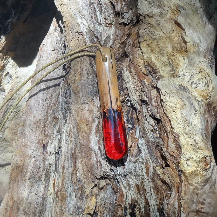 Driftwood with pink resin