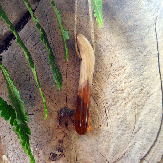 Driftwood with orange resin