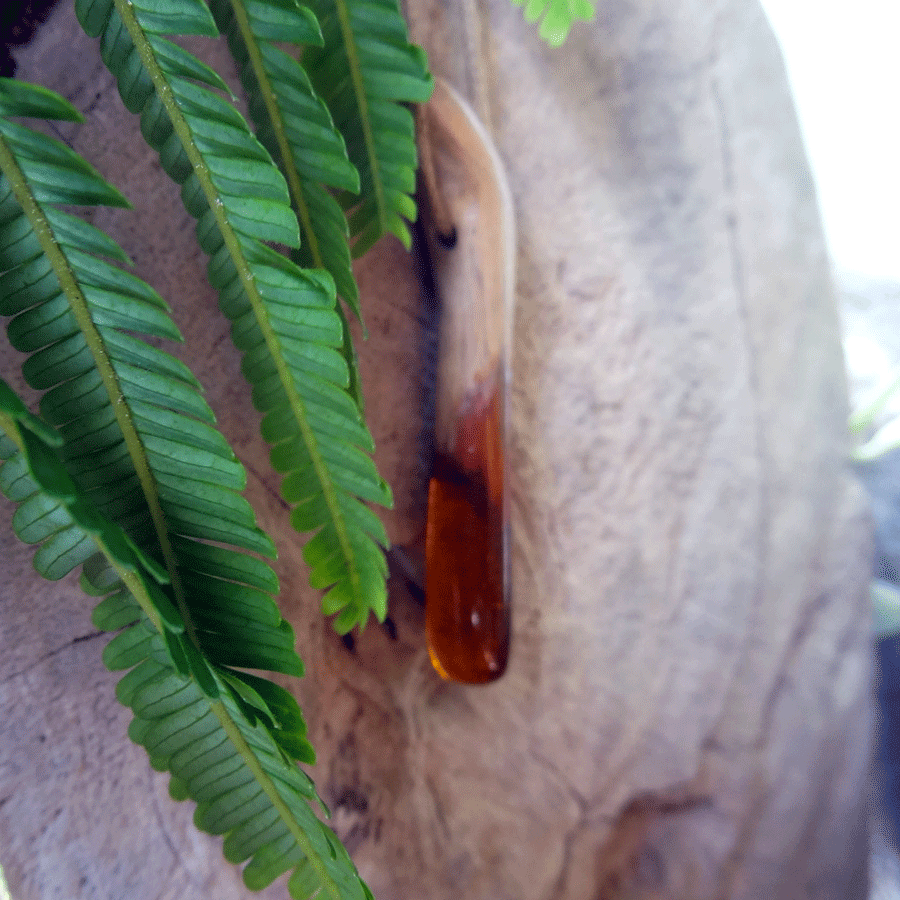 Driftwood with orange resin