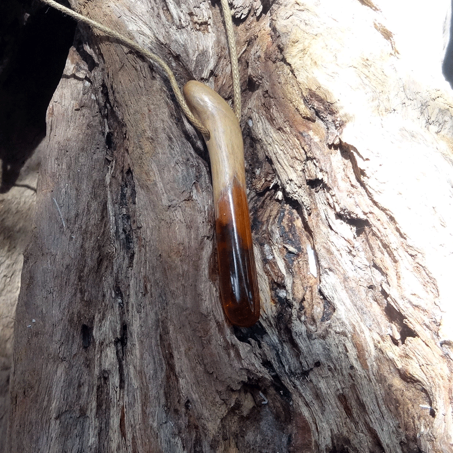 Driftwood with orange resin