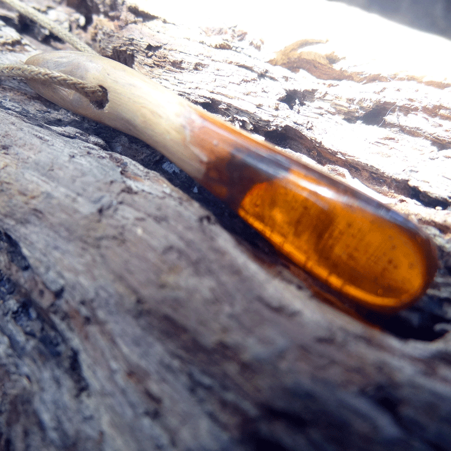 Driftwood with orange resin