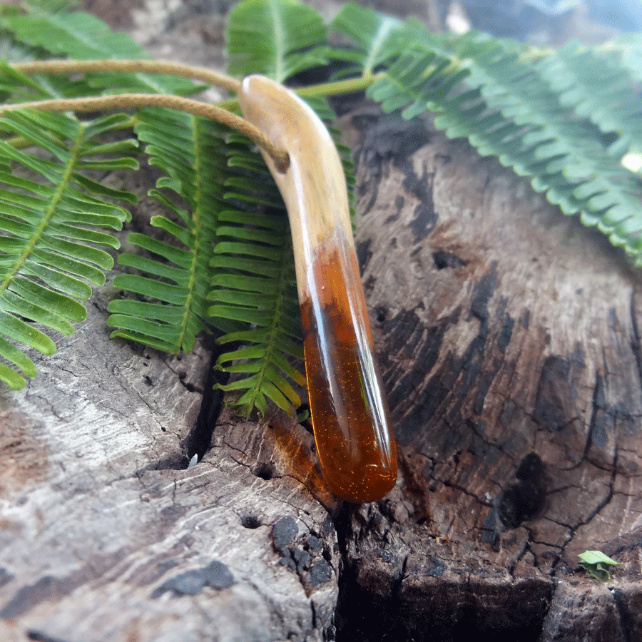 Driftwood with orange resin