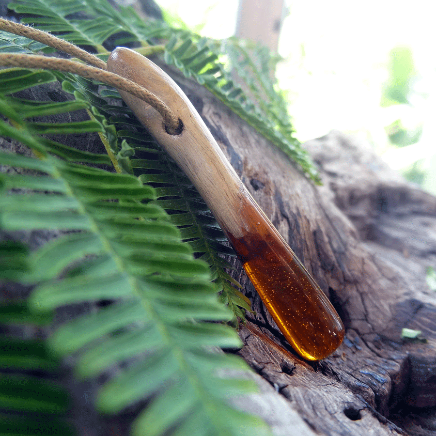 Driftwood with orange resin