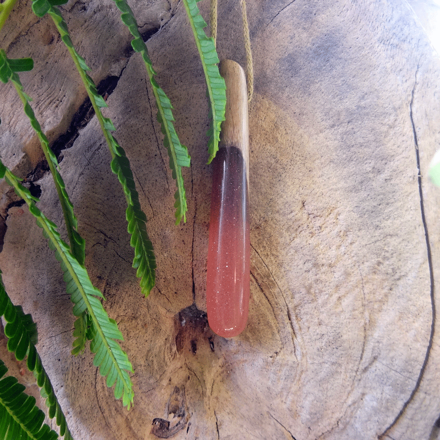 Driftwood with pink resin