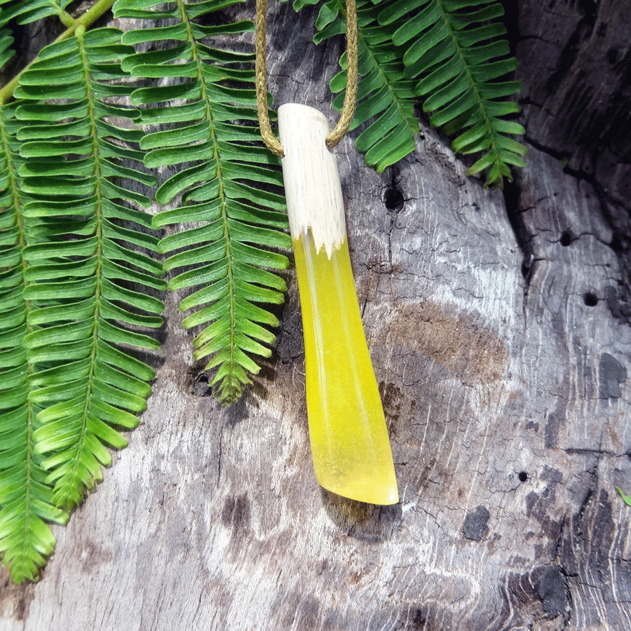 Driftwood with yellow resin