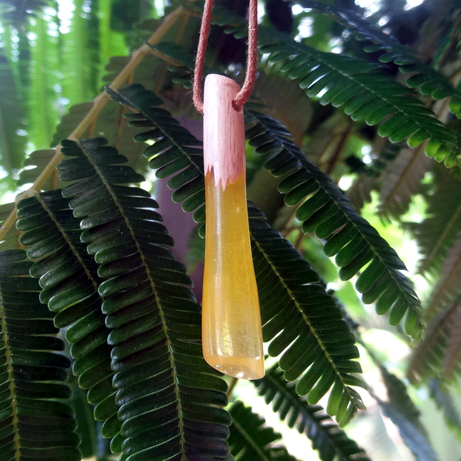 Driftwood with yellow resin