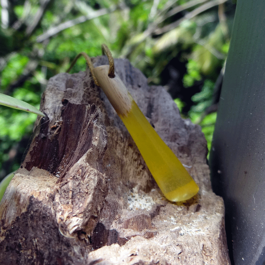 Driftwood with yellow resin