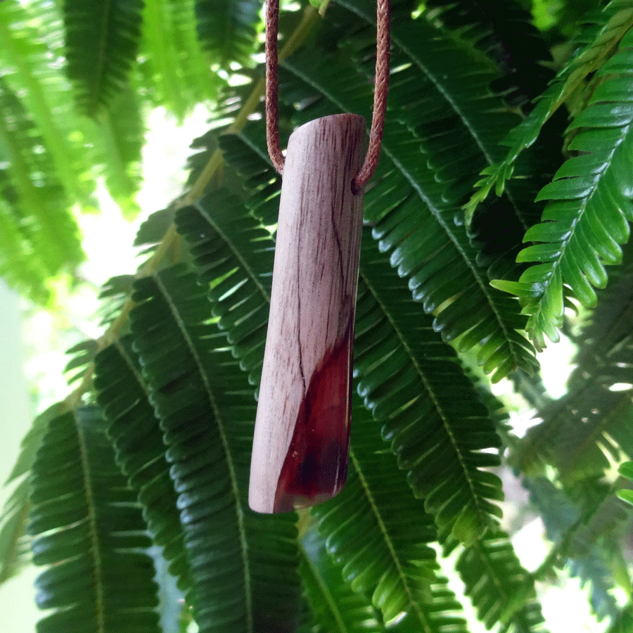 Driftwood with red and yellow resin