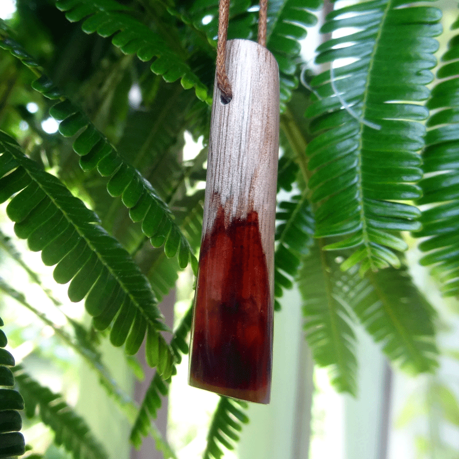 Driftwood with red and yellow resin