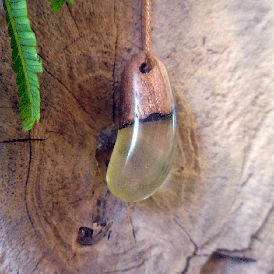 Driftwood with pearl resin