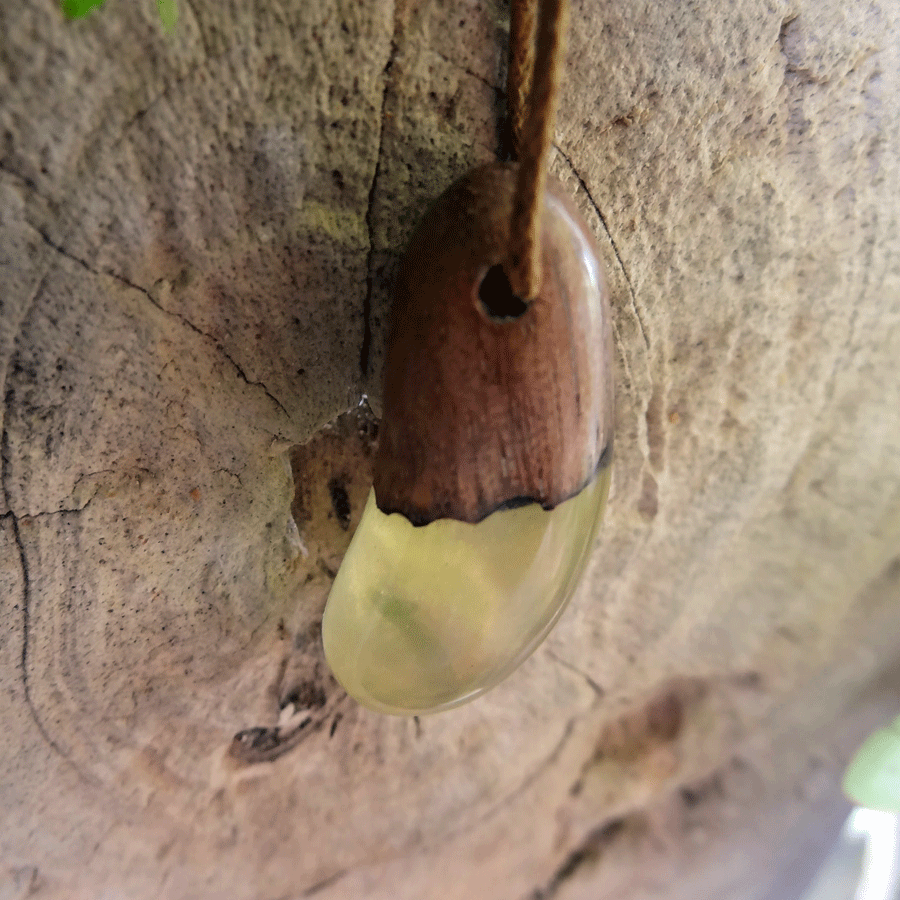 Driftwood with pearl resin