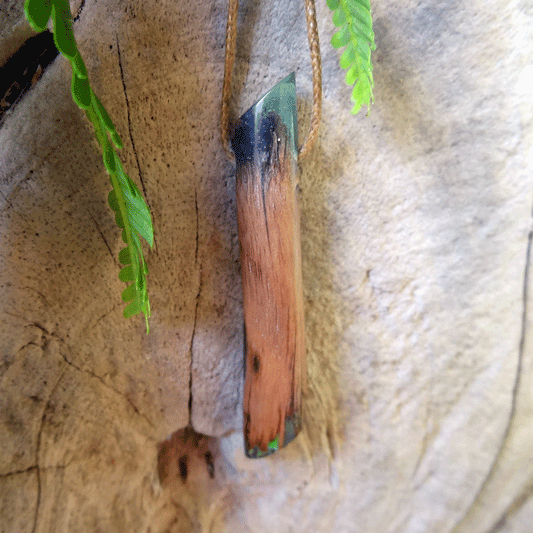 Driftwood with green resin