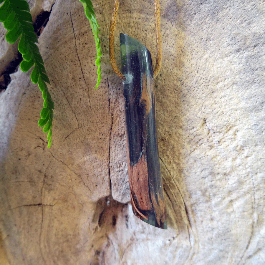 Driftwood with green resin