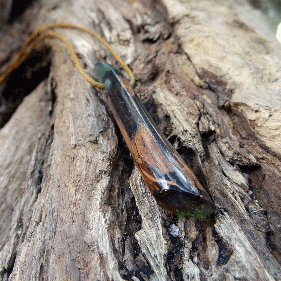 Driftwood with green resin