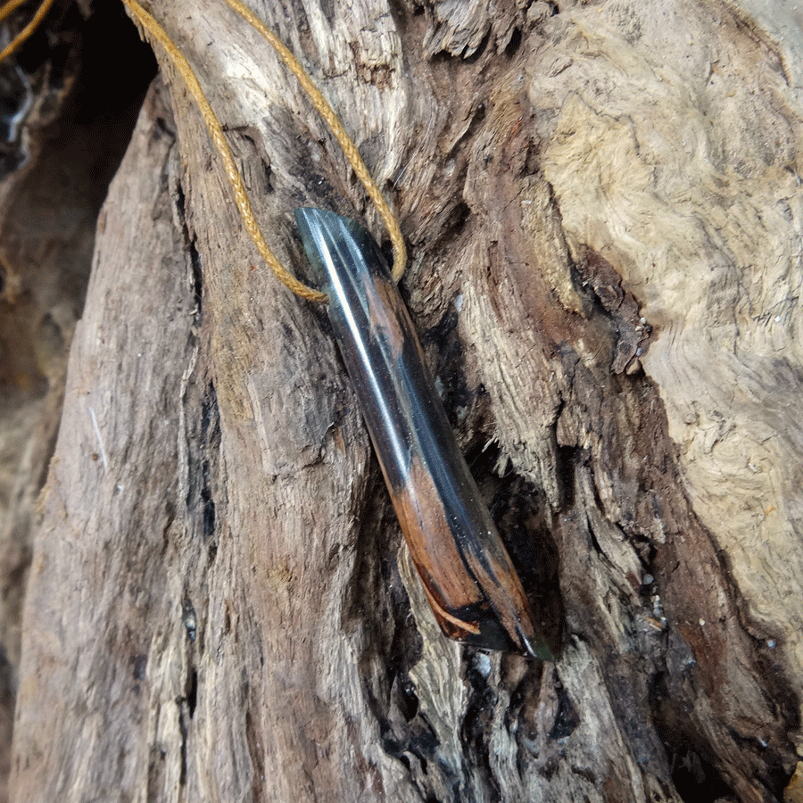 Driftwood with green resin