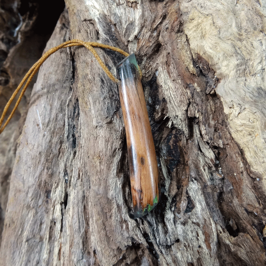 Driftwood with green resin