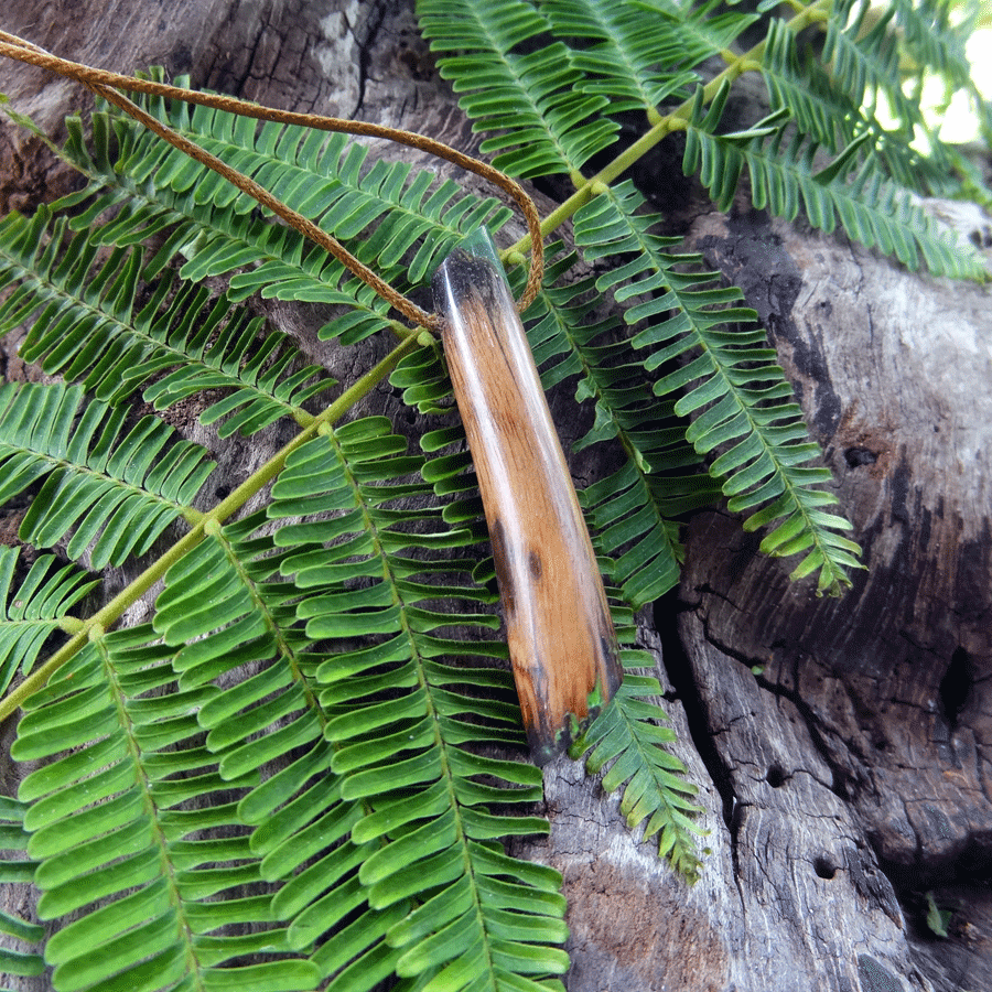 Driftwood with green resin