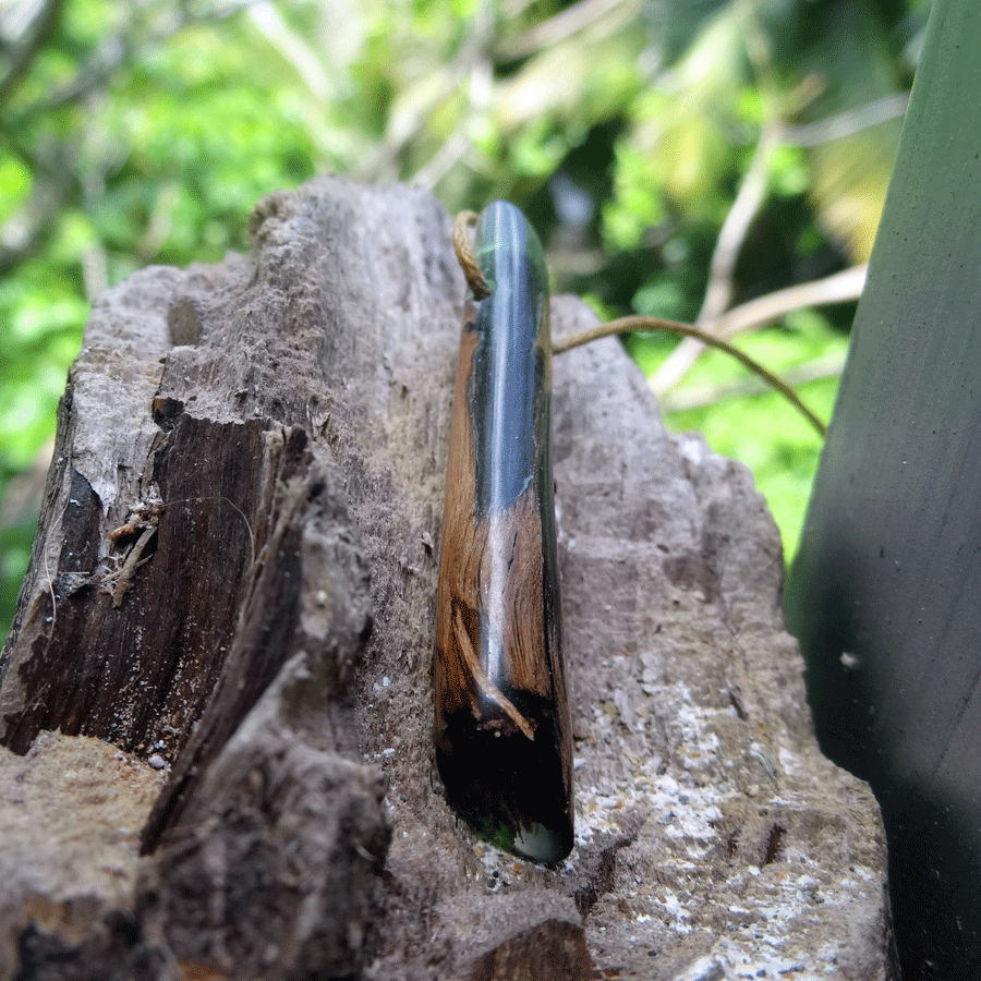 Driftwood with green resin