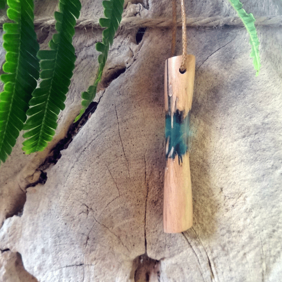 Driftwood with green resin