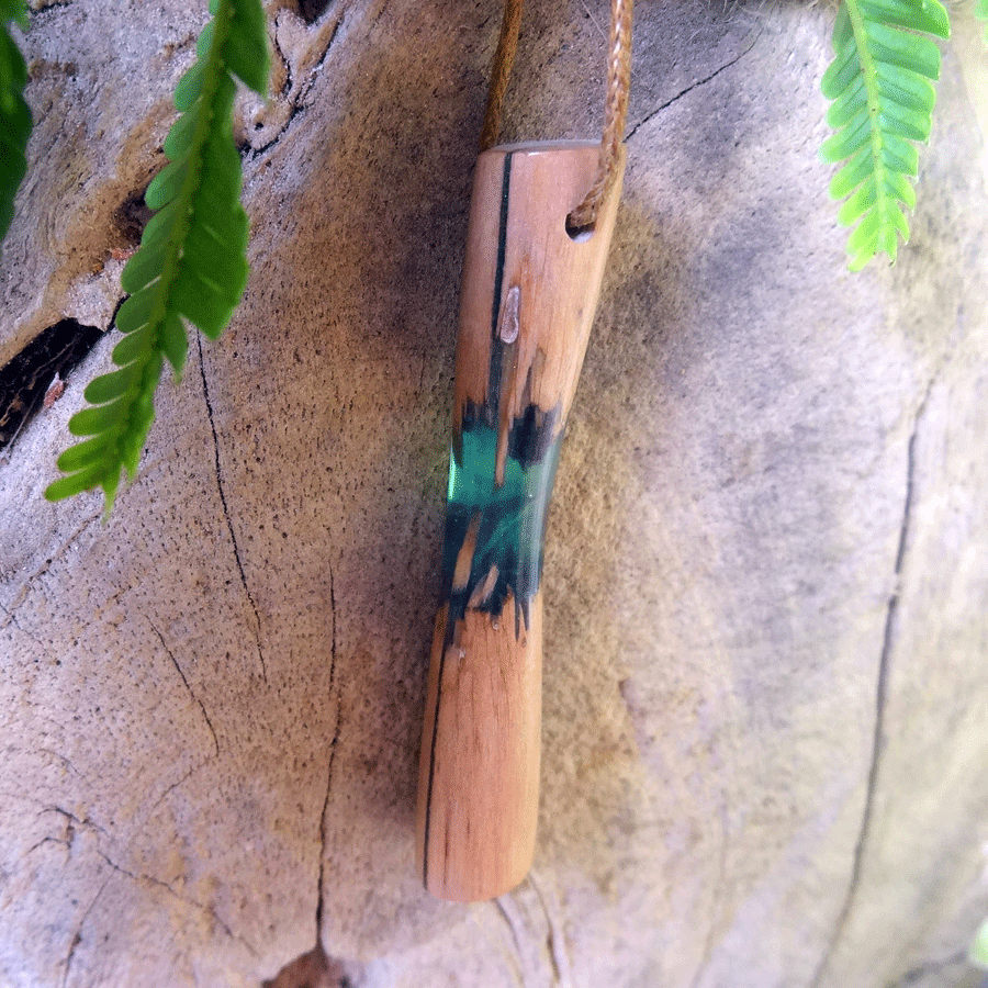 Driftwood with green resin