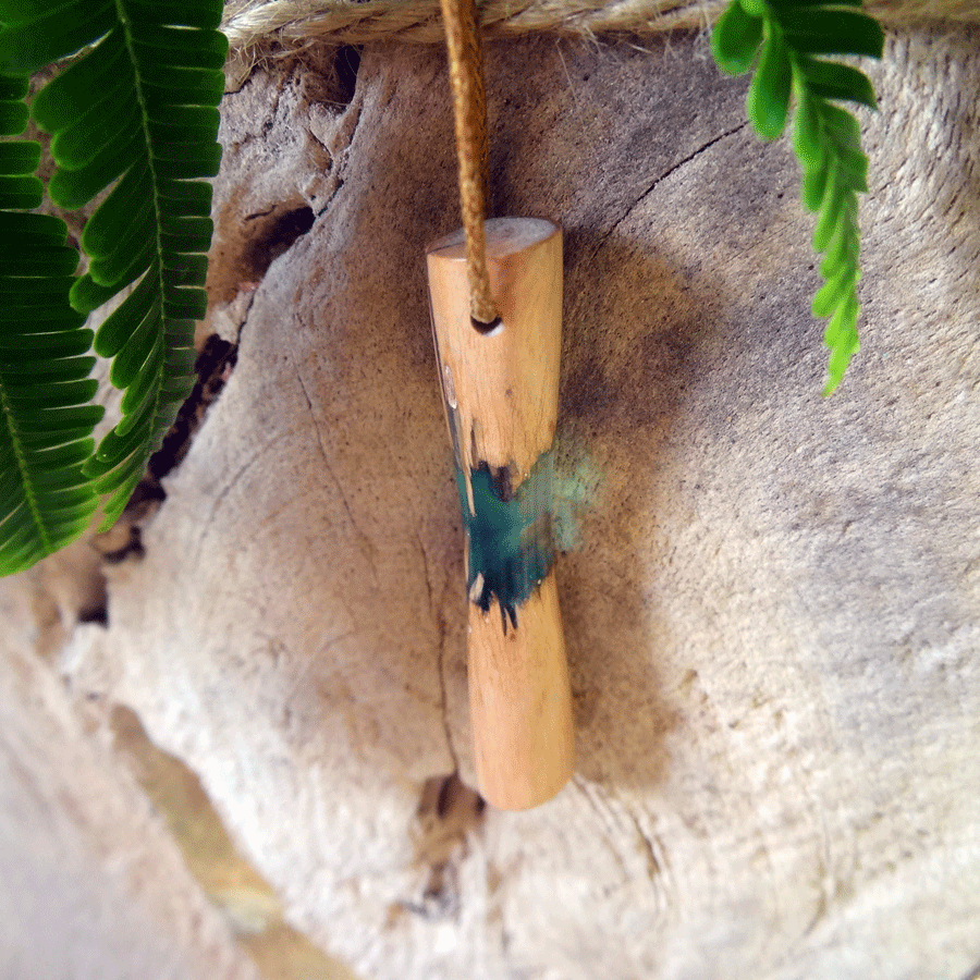 Driftwood with green resin