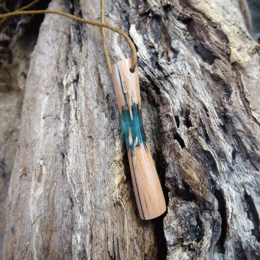 Driftwood with green resin