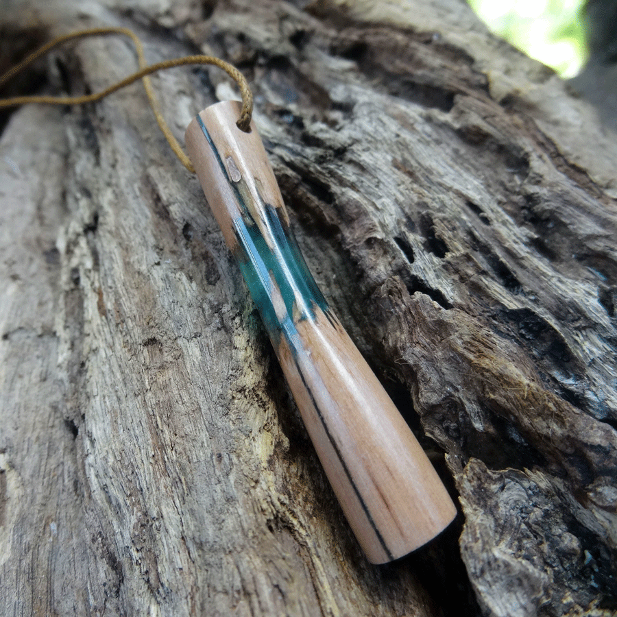 Driftwood with green resin