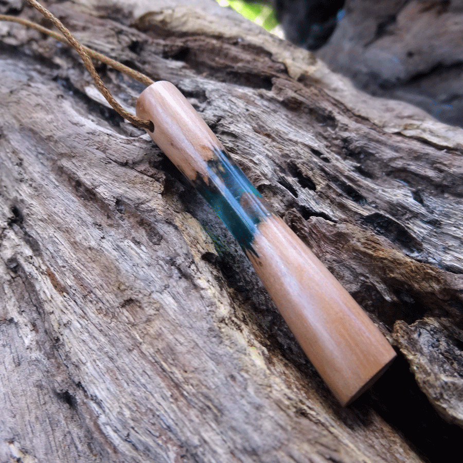 Driftwood with green resin