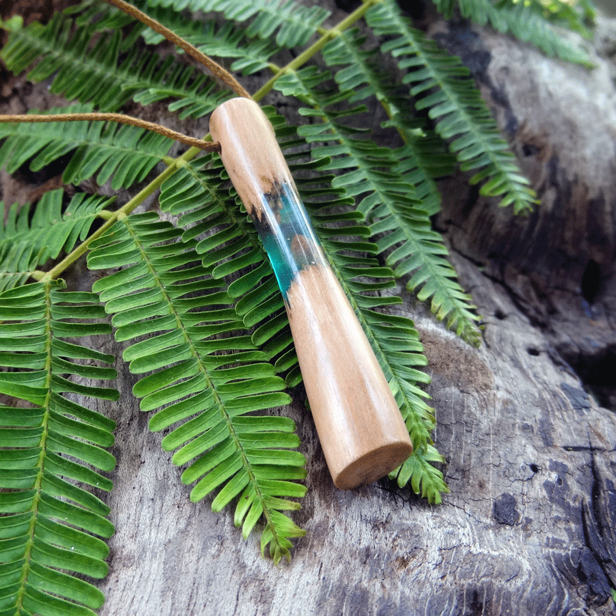 Driftwood with green resin