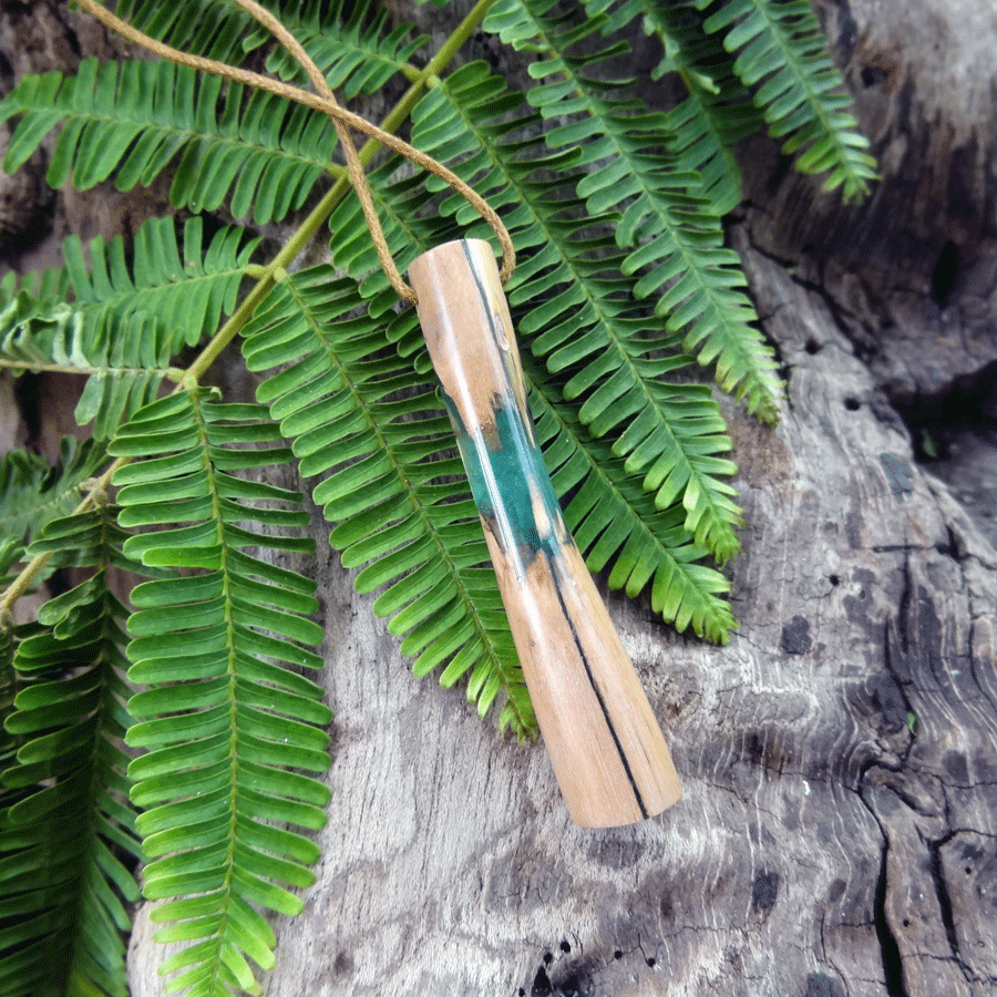 Driftwood with green resin