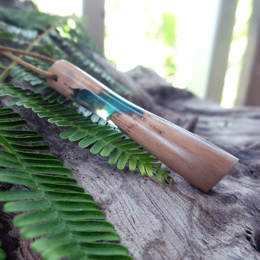 Driftwood with green resin