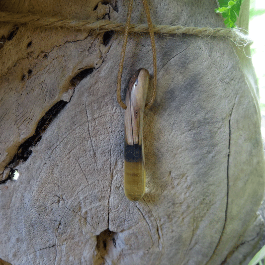 Driftwood with transparent and blue resin