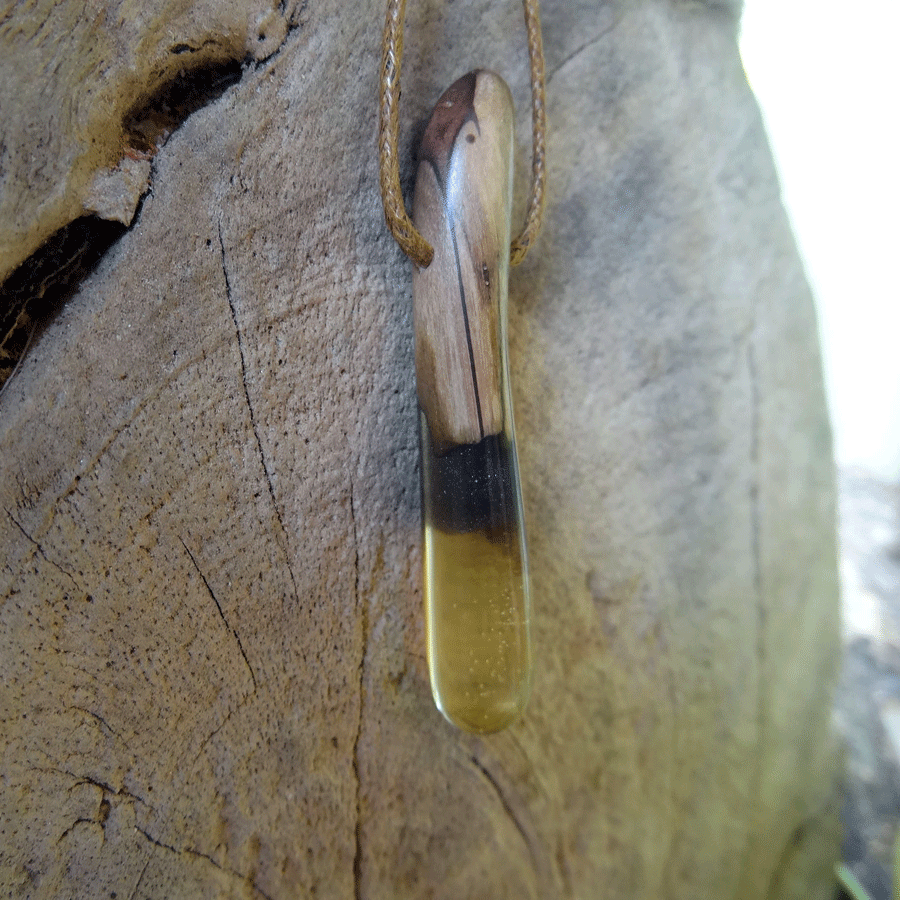 Driftwood with transparent and blue resin