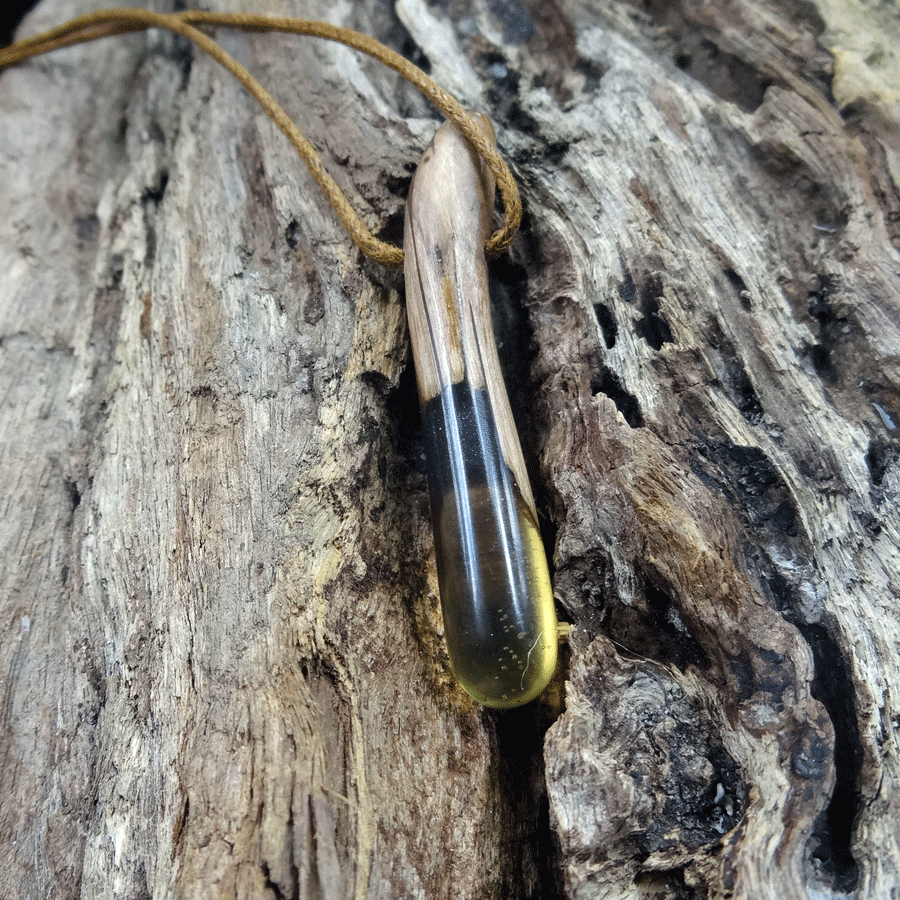 Driftwood with transparent and blue resin