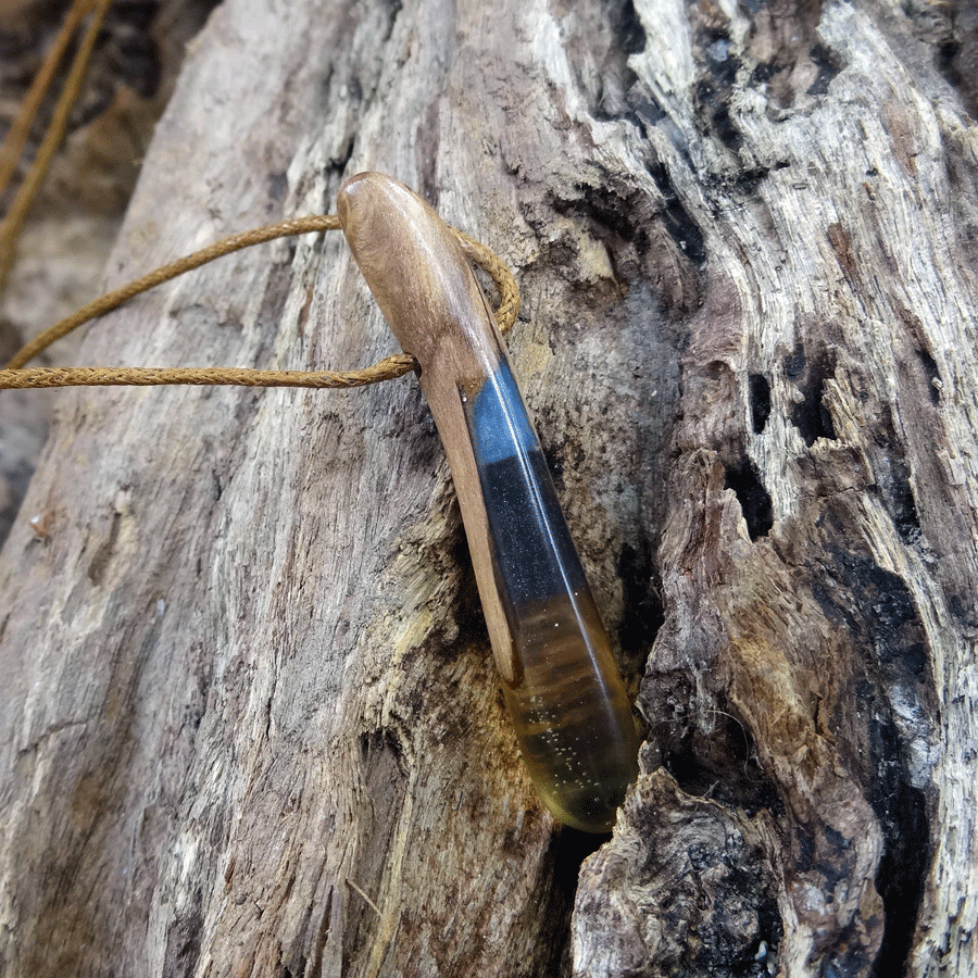 Driftwood with transparent and blue resin