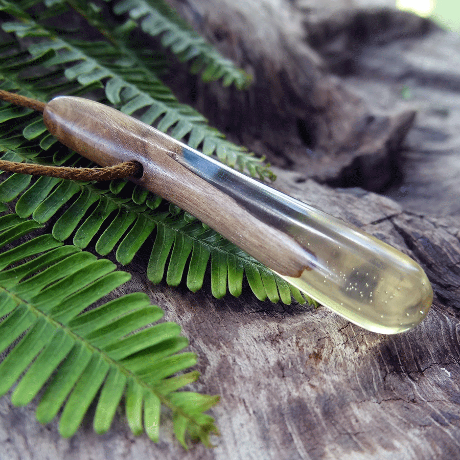 Driftwood with transparent and blue resin