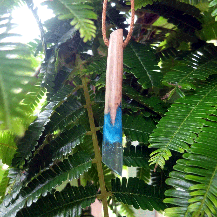 Driftwood with blue resin