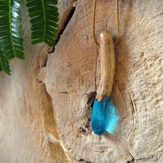 Driftwood with blue resin