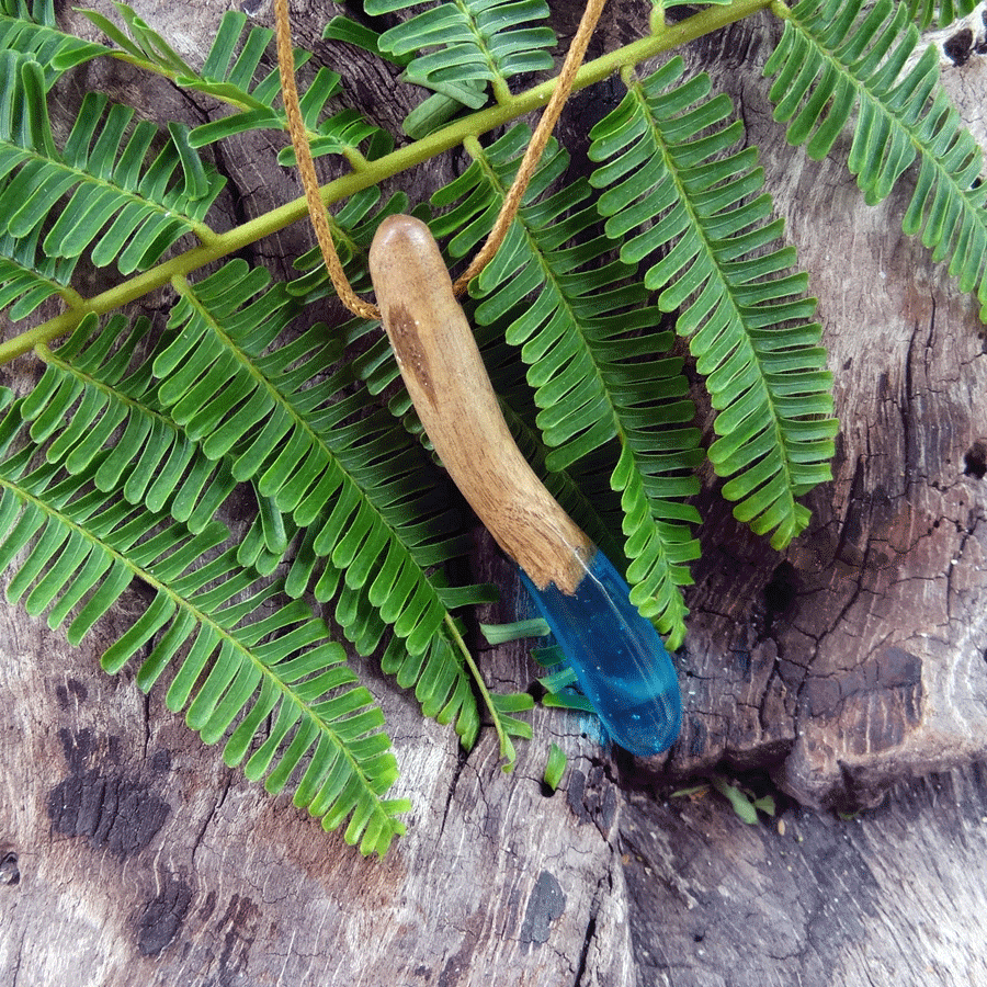 Driftwood with blue resin