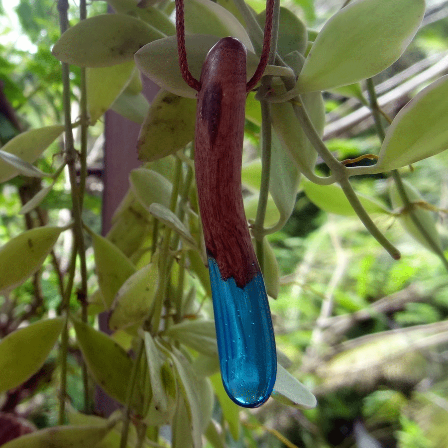 Driftwood with blue resin