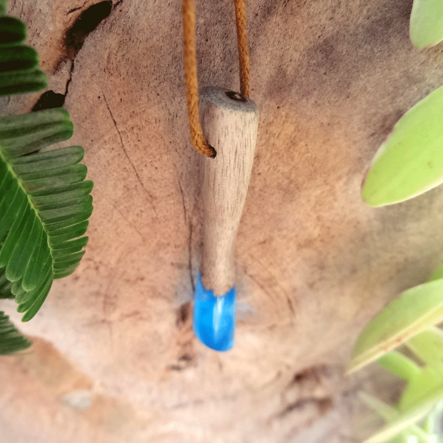 Driftwood with blue resin