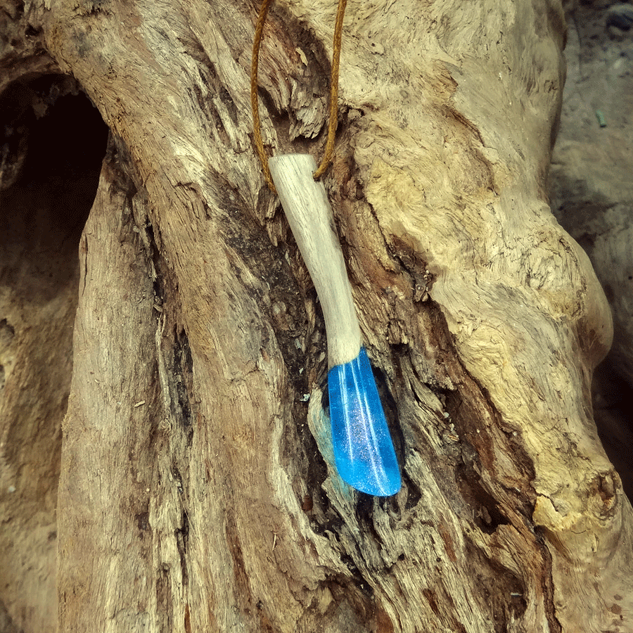 Driftwood with blue resin