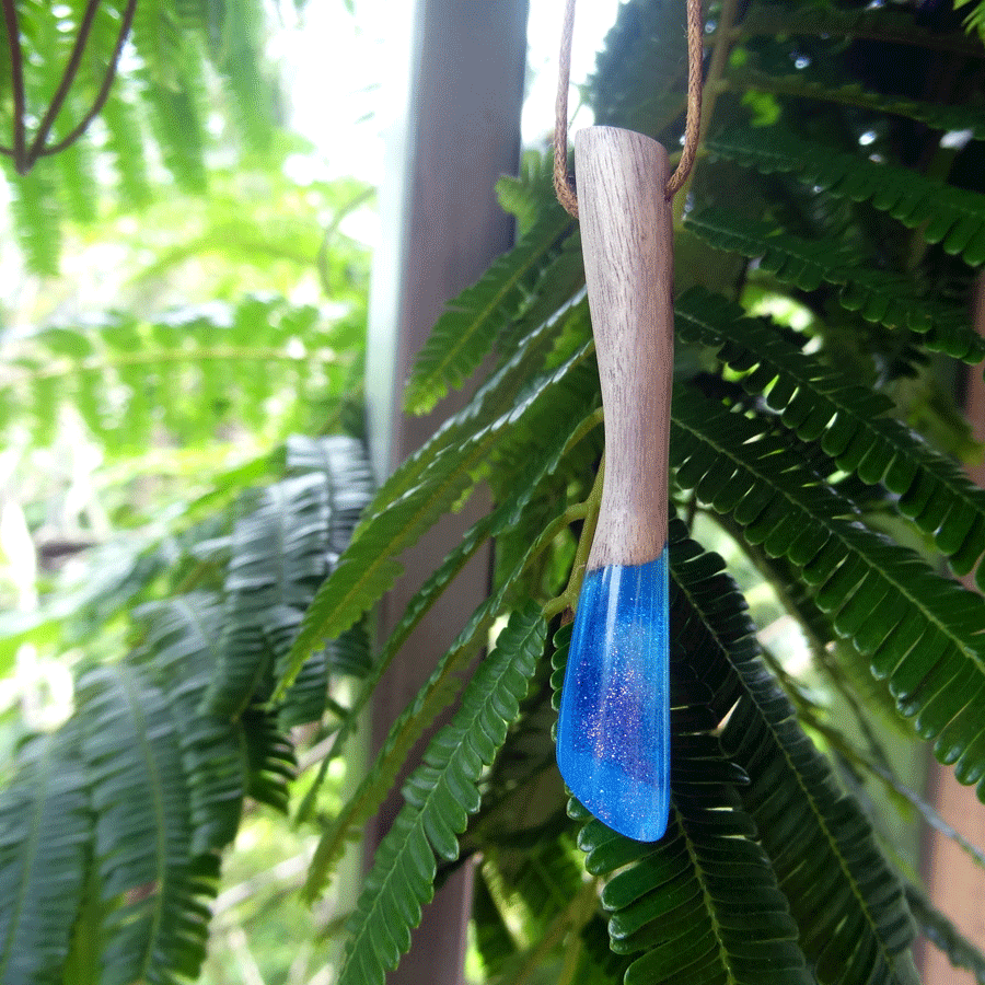 Driftwood with blue resin