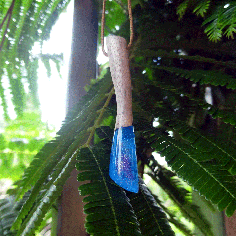 Driftwood with blue resin