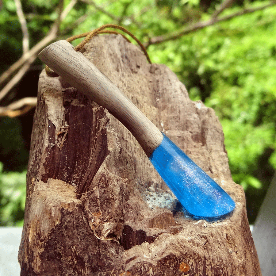 Driftwood with blue resin