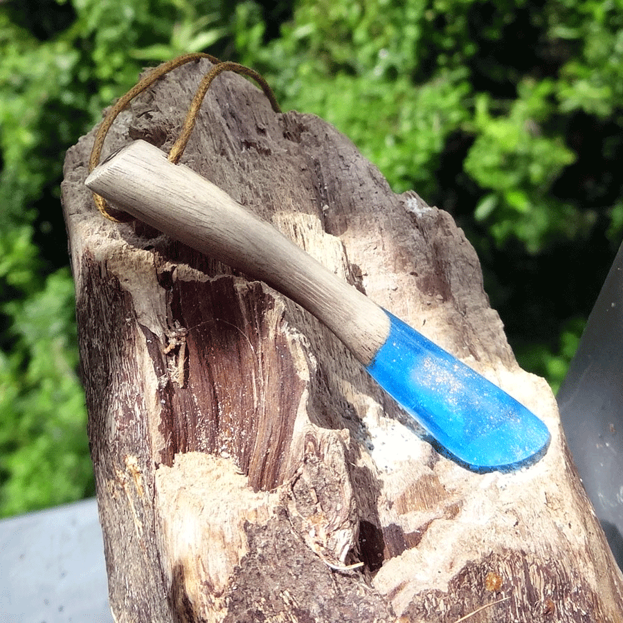 Driftwood with blue resin