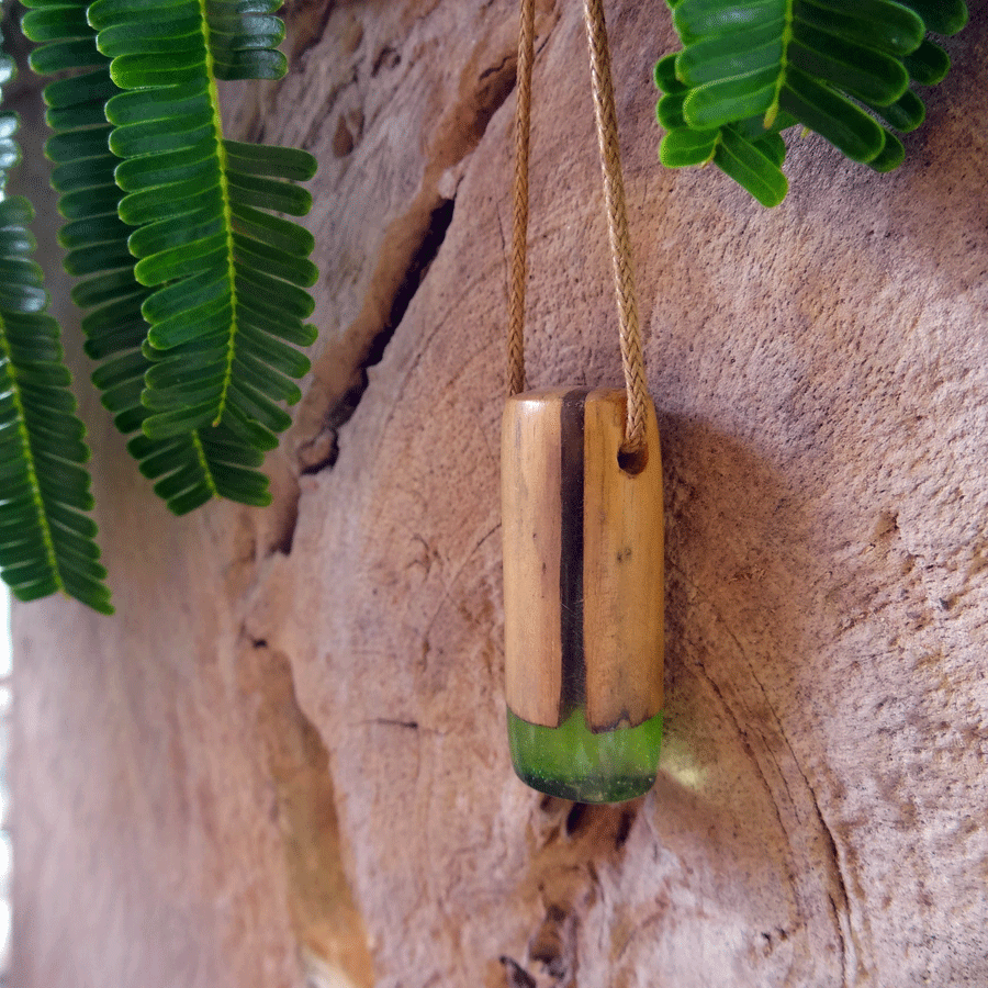 Driftwood with green resin