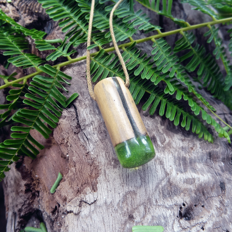 Driftwood with green resin