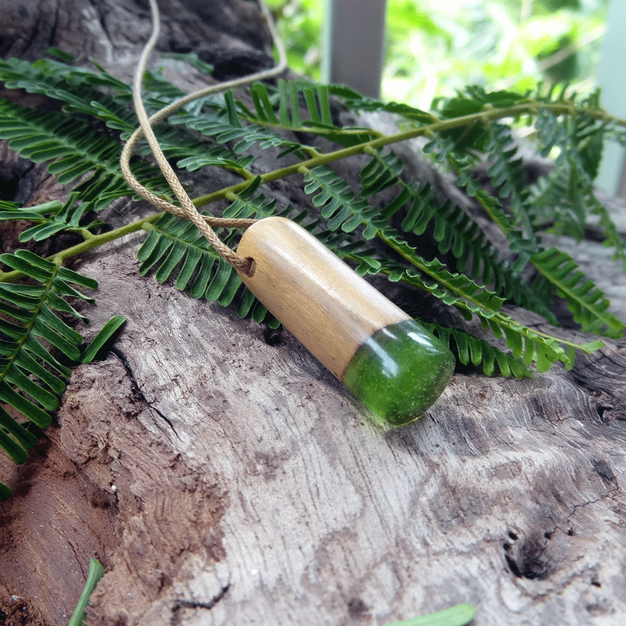 Driftwood with green resin